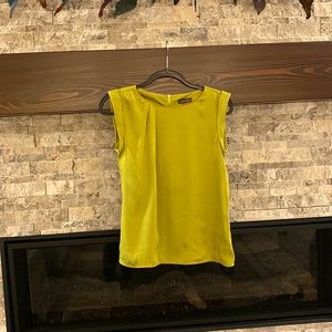 Dressy top in a lime green with a gold zipper in the back